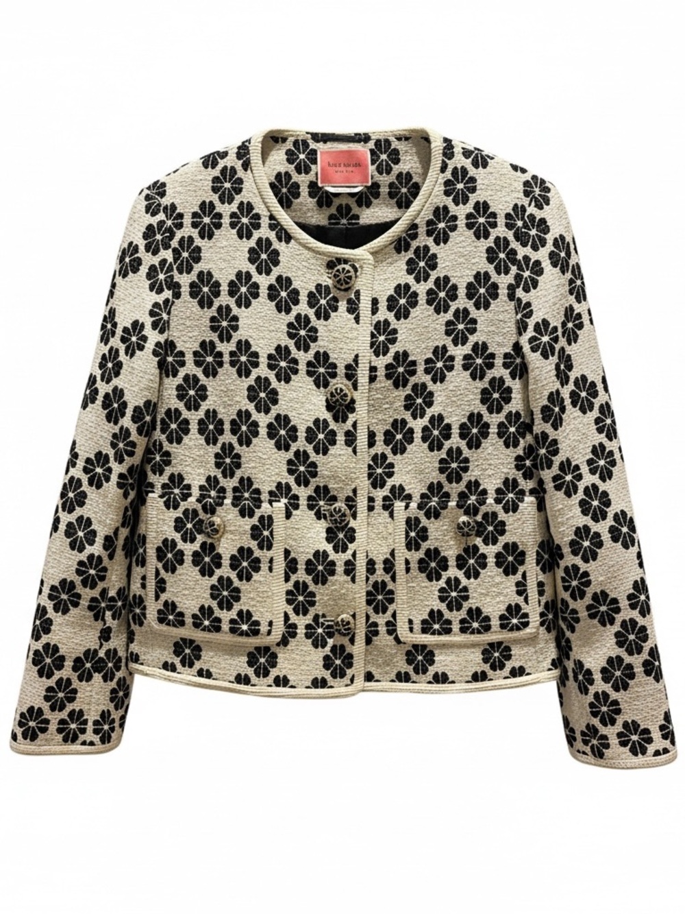Kate Spade Black & Cream Floral Tweed Jacket